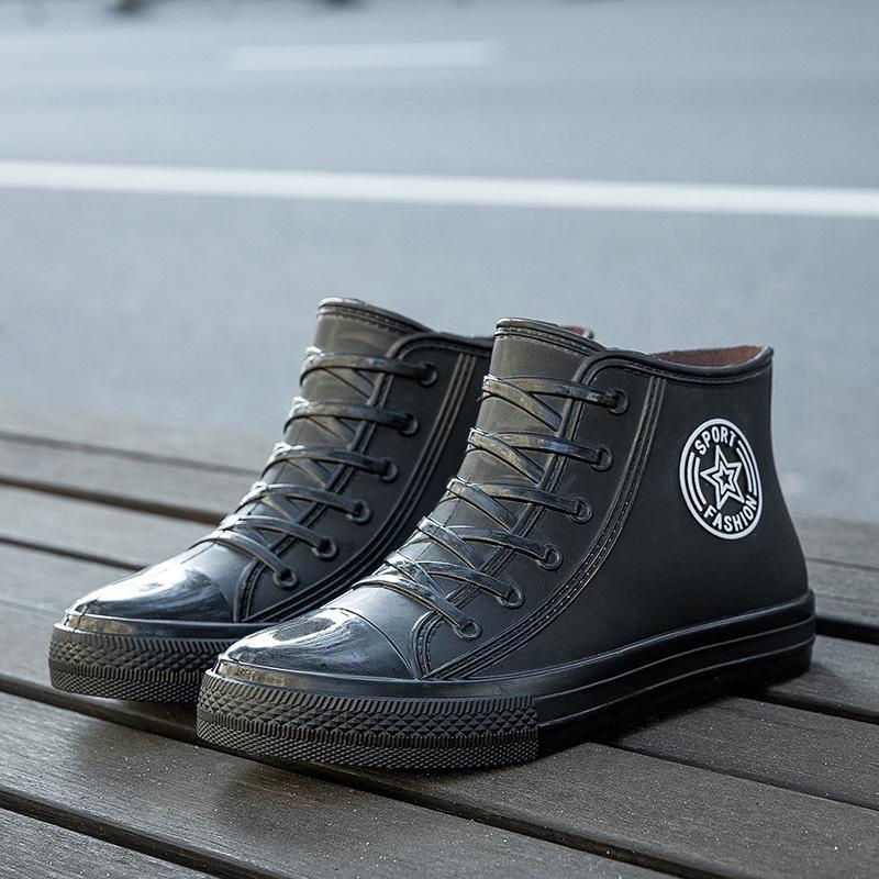 Short Tube Rain Shoes, Casual Women's Water Boots, Anti Slip and Cute Trendy Shoes