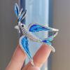 Luxury Blue Purple Swallow Bird Brooches for Women Anti Glare Crystal Inlaid Rhinestone Fashion Brooch Pins Jewelry Gifts