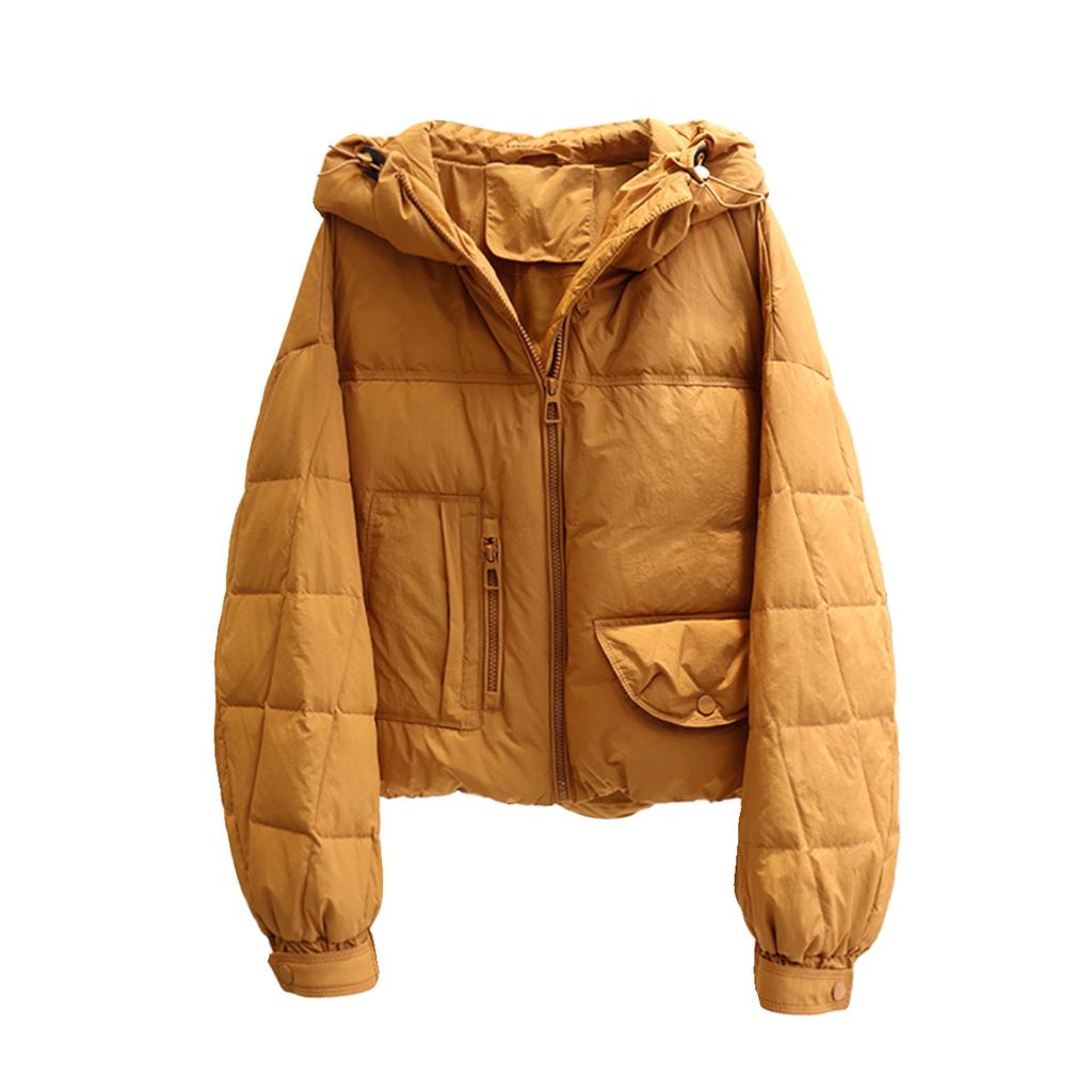 FASHION Пуховик женский короткий 2024 Новый белый утиный пух модный свободный универсальный с капюшоном теплая куртка трендовая одежда