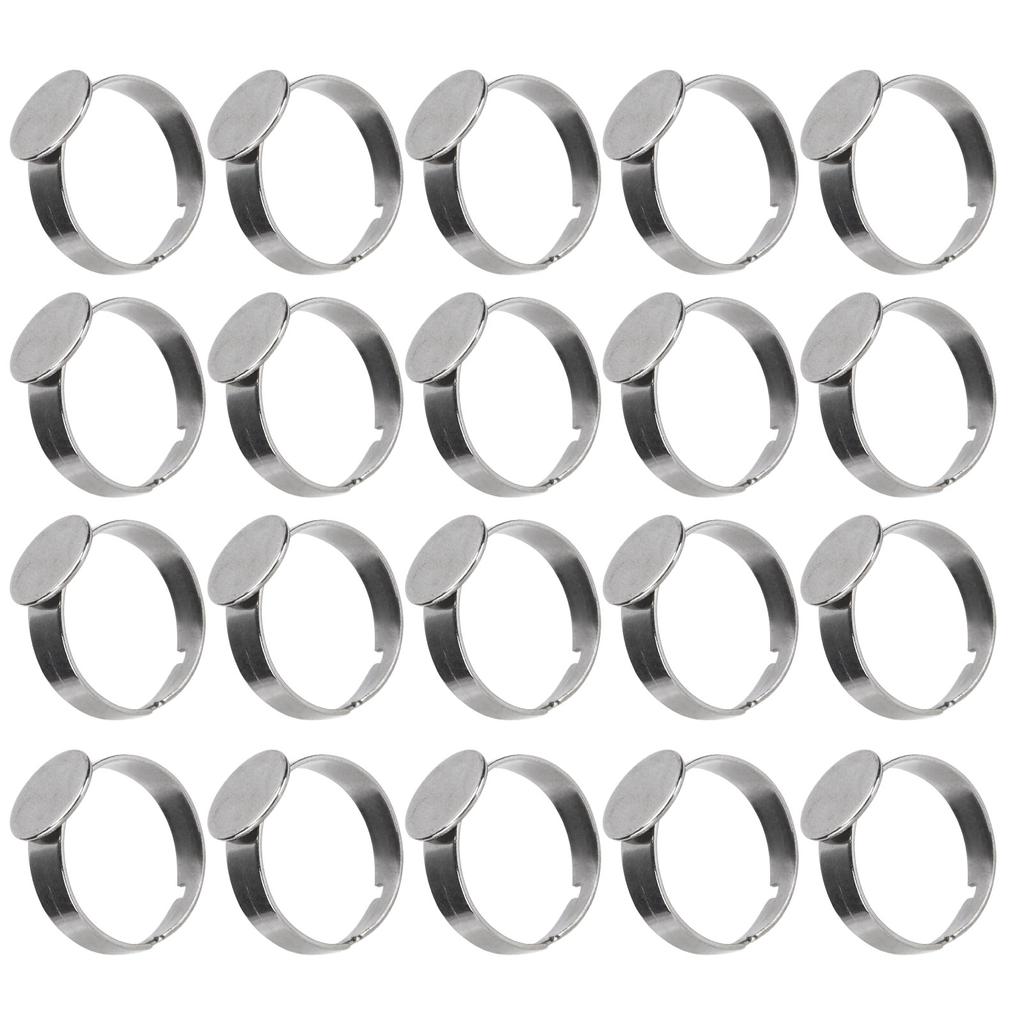 20 шт пустые кольца DIY регулируемые плоские кольца из нержавеющей стали основы для мужчин и женщин ювелирные изделия ремесло
