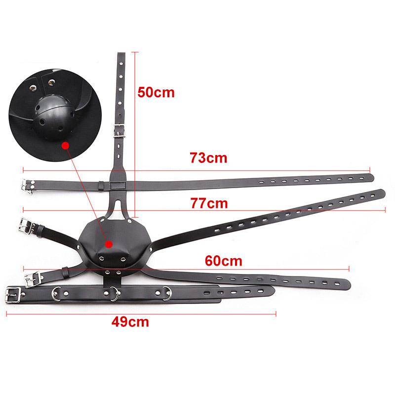 PU Leather Harness Bondage Harness Gag Gay Mouth Muzzles with Ball Mouth Gag Fetish Salve Restraint Sex Toys for Couples