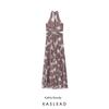 Kaslead New Women Clothes Western Style Fashion Print Hollow Silk Mesh Length Dress 5039145