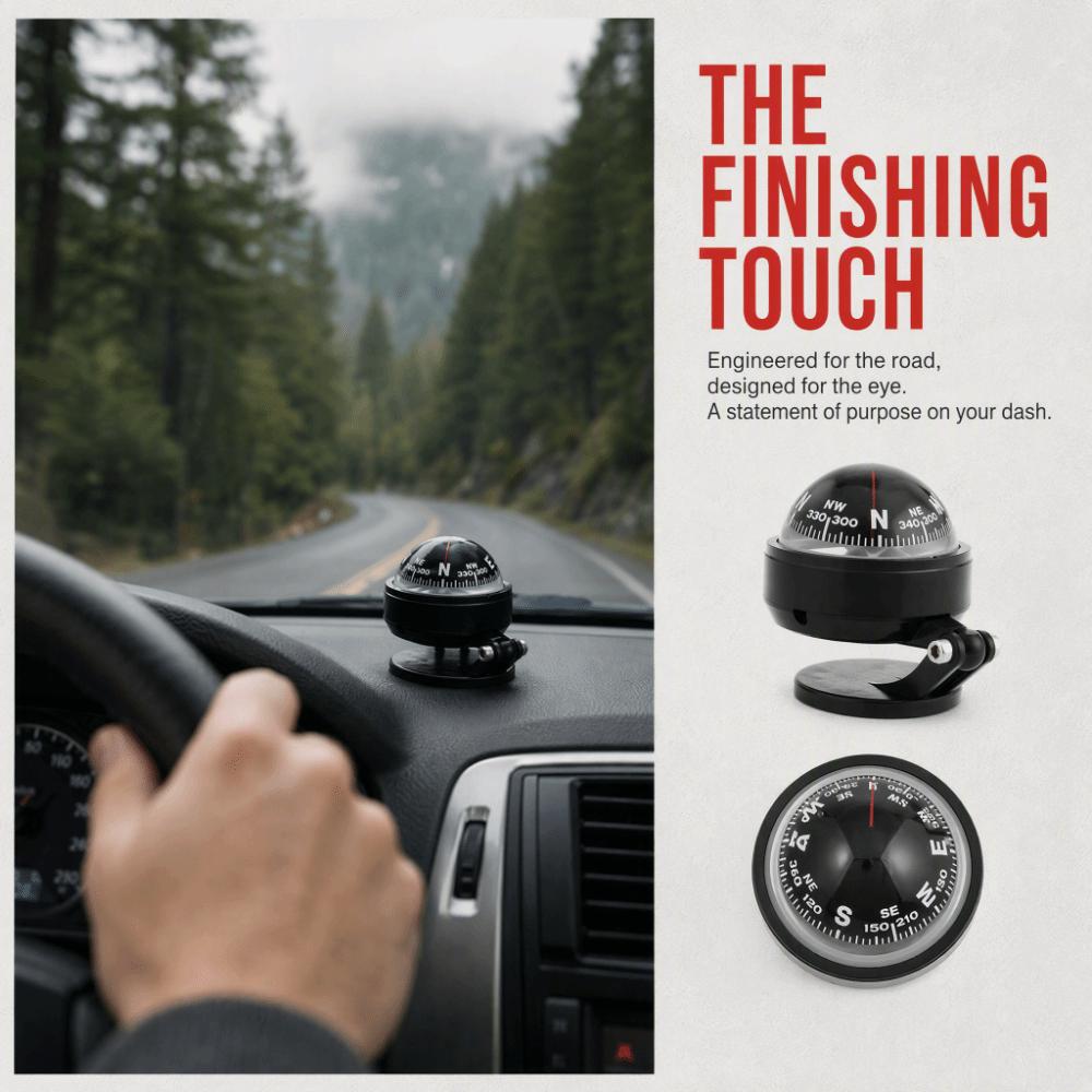 Black Guide Ball Portable Dashboard Compass Magnetic Heading Indicator Vehicle Navigation