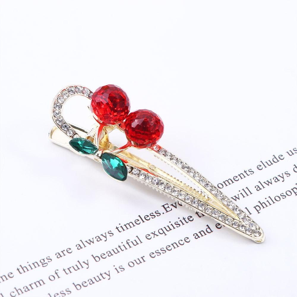 Pearl Rhinestone Barrettes Korean Style Hair Clip Cherry Duckbill Clip Women Hair Accessories