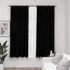 VidaXL Blackout Curtains Linen Look with Hooks 2pcs Black 140x175cm