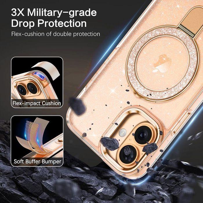 Coque de Protection - BOOLING - pour iPhone 17 - Silicone et PC avec Cercle Magnétique - Doré