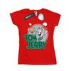 Tom And Jerry Womens/Ladies Christmas Greetings Cotton T-Shirt