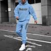 New sweater sweatpants set letter printing casual jacket autumn and winter velvet street tide youth hooded suit