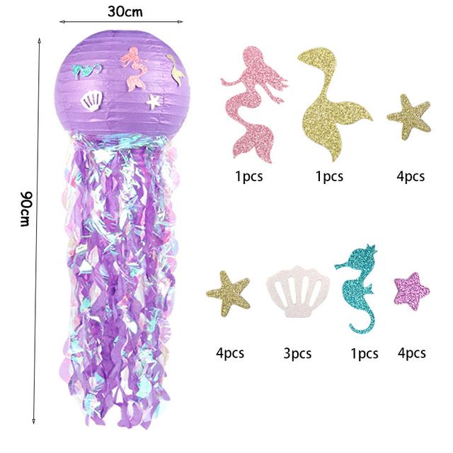 Happy Birthday Banner Mermaid Party Decor Mermaid Tail Shell Bunting Garland Girl First Birthday Party Decoration Baby Shower