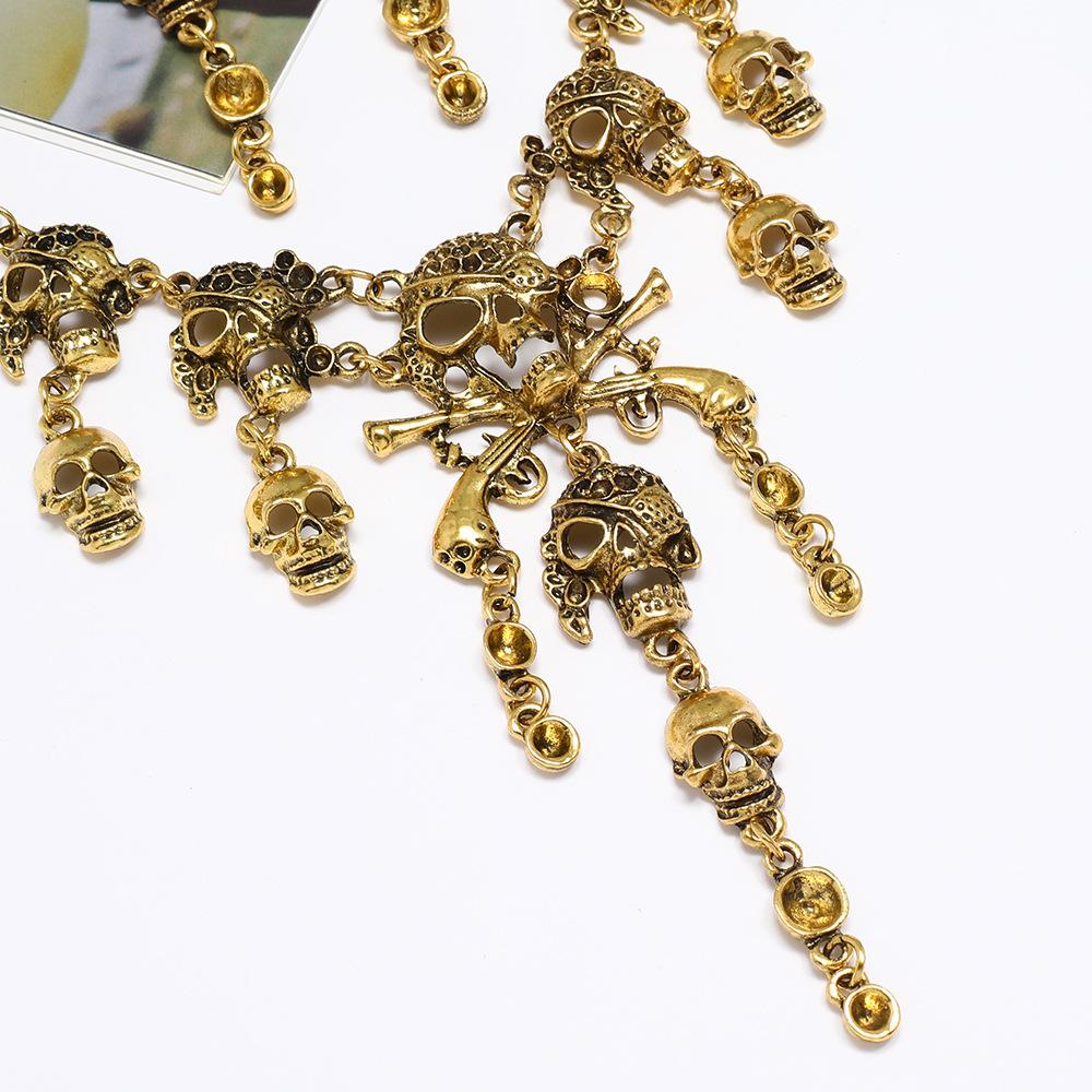 Винтажное готическое панк-ожерелье со скелетом и черепом, серьги для мужчин и женщин, аксессуары для вечеринок