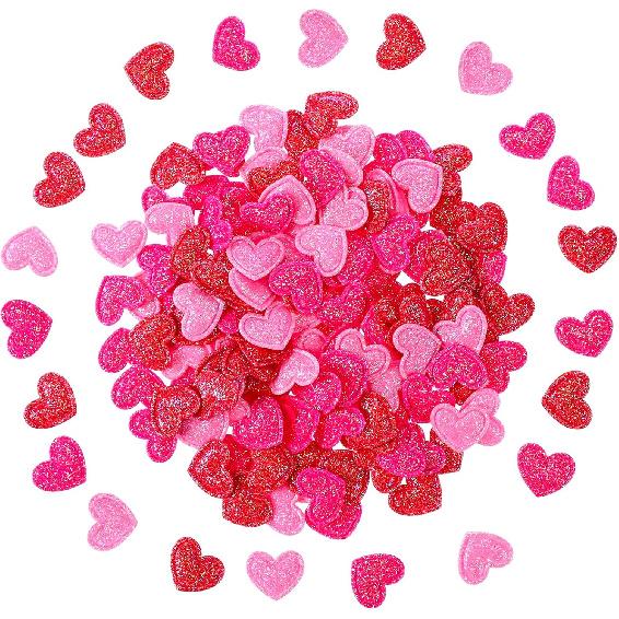 Tatuo 300 Pcs Valentine's Day Felt Hearts Decoration Glitter Felt Hearts Confetti Mini Heart Shapes Decorative Confetti for DIY Crafts Valentines