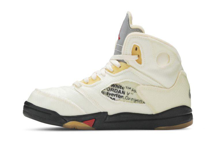 Kids' Sneakers Nike Jordan 5 Retro Off-White Sail (PS) Sail/Fire Red-Muslin-Black