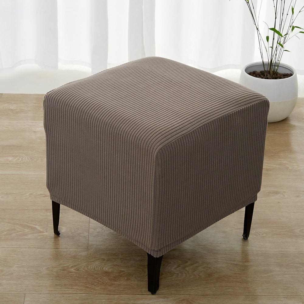 Jacquard Velvet Ottoman Dust Protector Elastic Fabric Wrap Stool Slipcover Hotel Room Furnishing