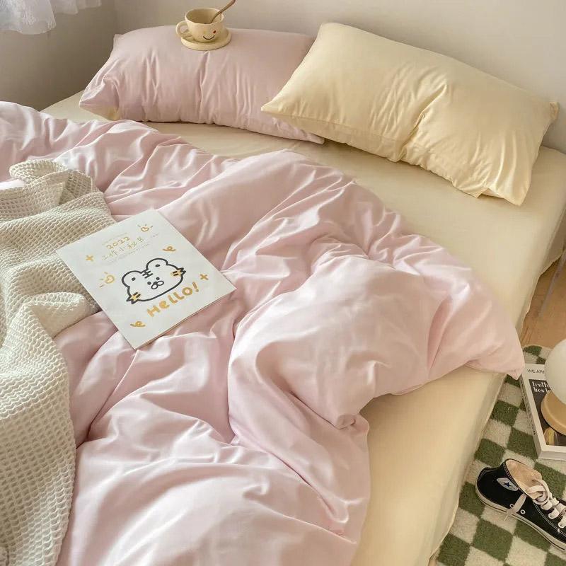 4 шт./комплект, простые однотонные простыни и пододеяльники разных цветов, комплект постельного белья Ins для студенческого общежития, покрывало на кровать 1,2 м, наволочки, комплект из 3 предметов