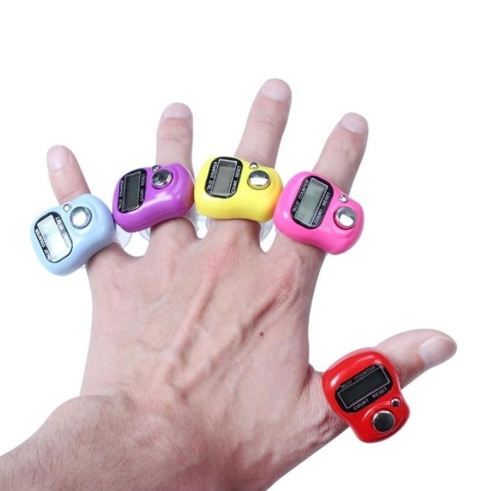 Random Color Finger Counter Ring 5 Digital LED Electronic Handheld Tally Counter Clicker Counter with Islamic Tasbih Bead