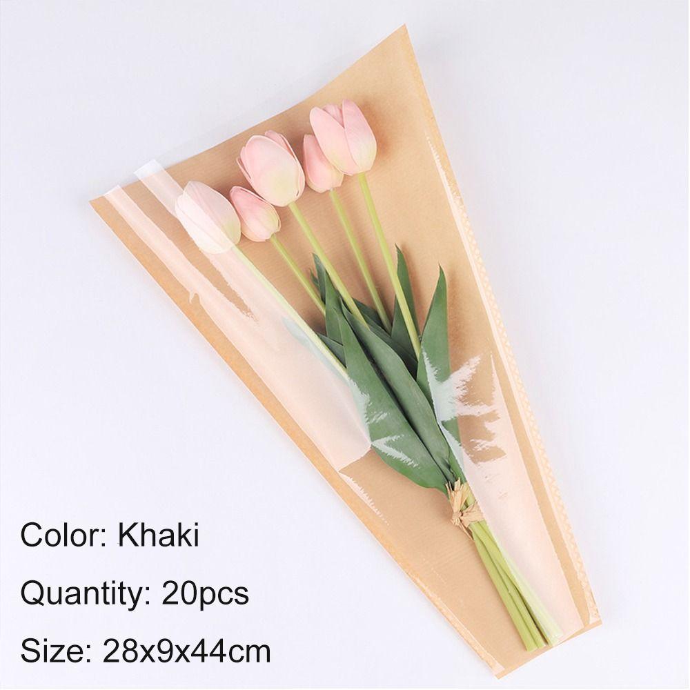 20/30PCS Single Rose Bouquet Packing Bag Wrapping Sleeve Flower Packaging Bag Valentine's Day