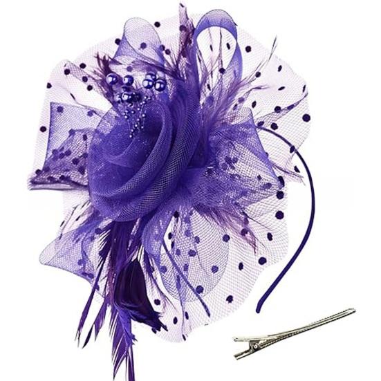 Girls Hoop Bridal Elastic Design Feather Hair Floral Hairpin Flower Headdress