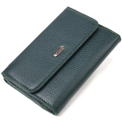 Практичный Женский кошелек из натуральной кожи флотар CANPELLINI Wallet 21596 Зеленый