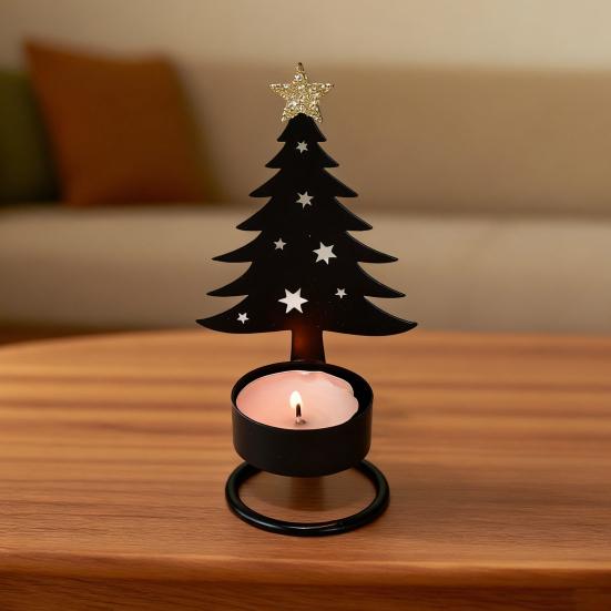 Металлический подсвечник в виде рождественской елки, маленький подсвечник в форме дерева, праздничный настольный центральный элемент для украшения дома, полки, камина