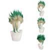 Dr Stone Ishigami Senkuu Cosplay Wig With Green Gradient Short Hair For Character Role Play
