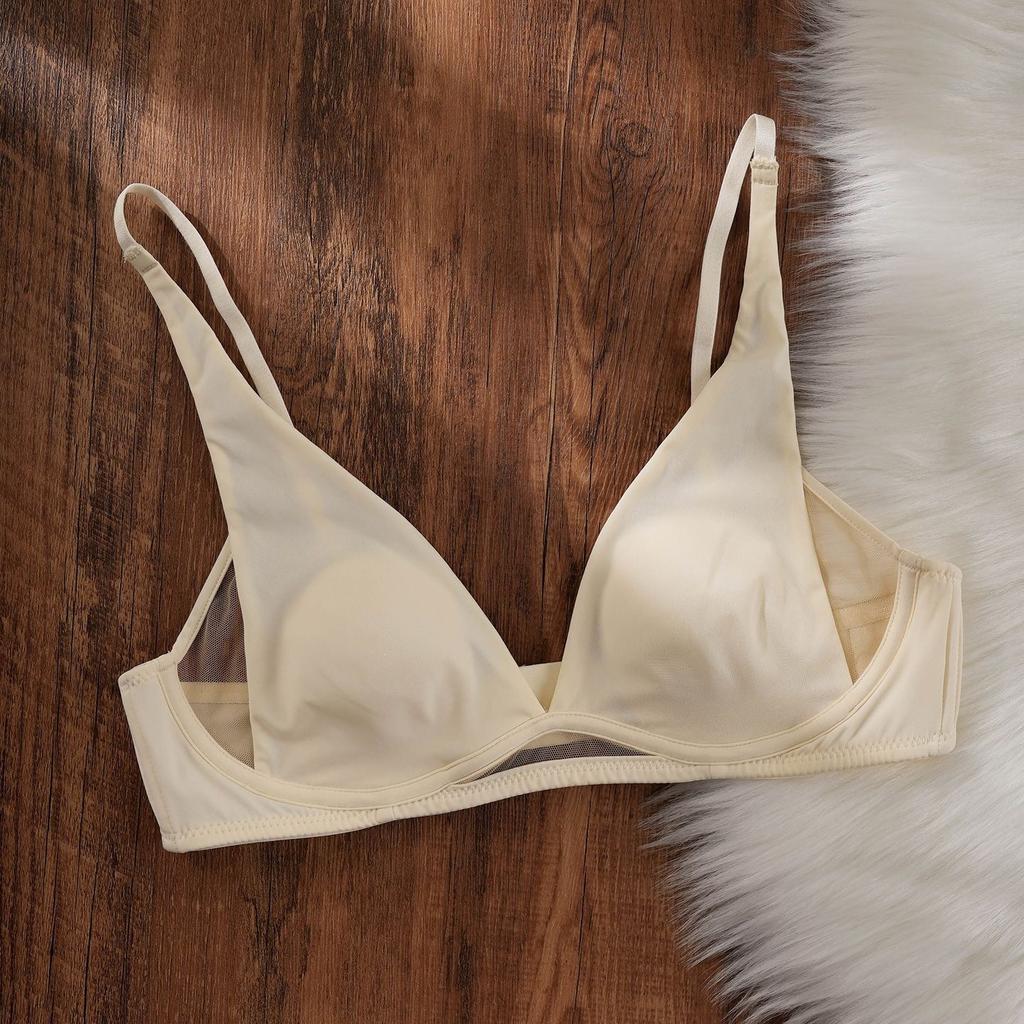 Small milk skin summer seamless breathable rabbit ear underwear women's micro-gathering no steel ring anti-sagging breast bra