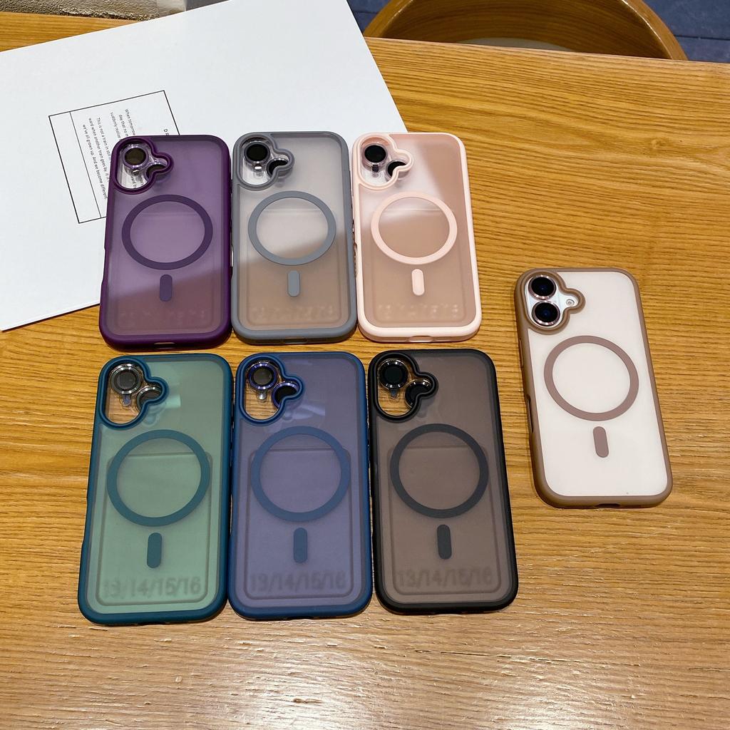 For iPhone 16 Case Compatible with MagSafe TPU+PC Phone Cover with Lens Film - Desert Gold