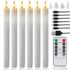 Rechargeable Taper Candles with Remote & 24Pcs Plastic Lamp Head Flickering Flameless Dripping Wax Window Candlesticks Home Deco