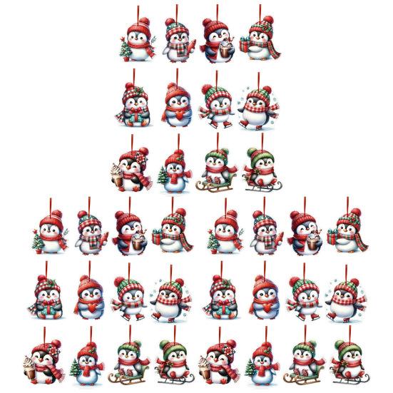 12/24/36 шт. Рождественские украшения деревянные мультяшные пингвины украшения для рождественской елки подвесные бирки для