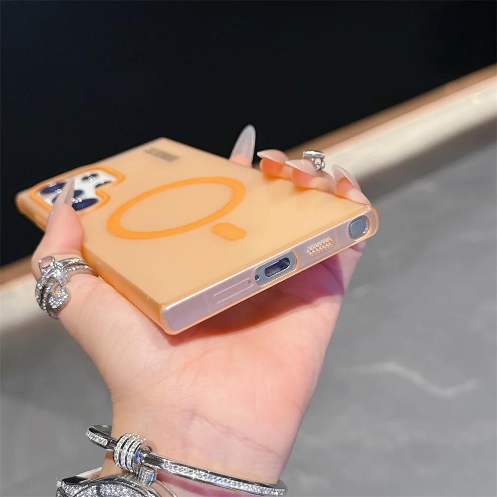 Для чехла Magsafe Wireless Charge для Samsung Galaxy S25 S24 S23 S22 S21 Plus FE Note 20 ультрапрозрачный противоударный матовый чехол