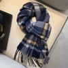 100 Pure Wool Scarf Women's Retro Plaid Red Men's and Women's Couple's Autumn and Winter Warm Scarf