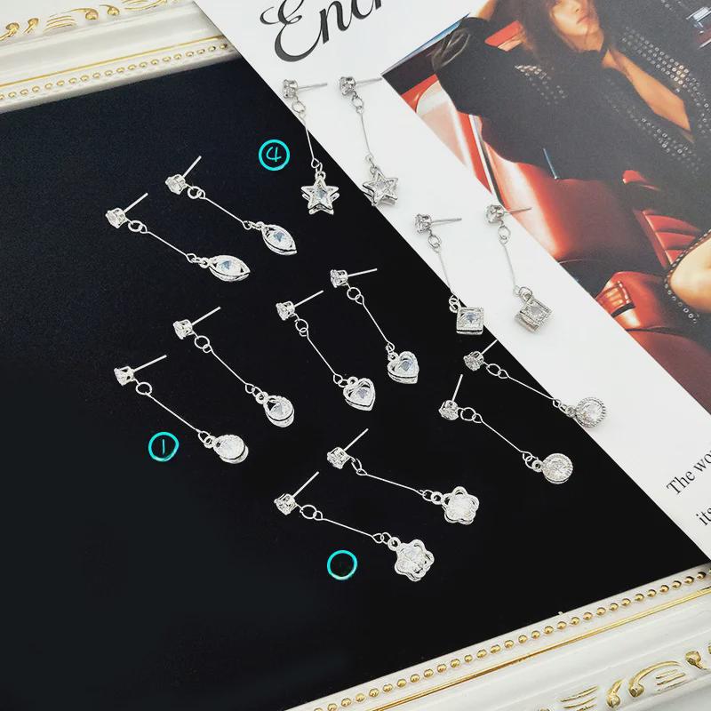 Корейские антиаллергенные геометрические серьги с цирконием: Сохраняющий цвет, модный, ручная работа для женщин