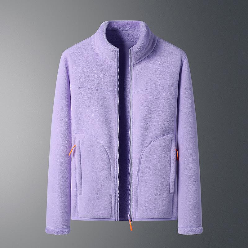 Double-Sided Coral Fleece Jacket - Multi-Color Couple's Autumn/Winter Top