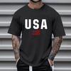 Men T-shirt Round Neck Short Sleeve Slim Fit Tee Shirt USA Pattern Versatile Tee Tops Running Fitness Tops Daily Wear