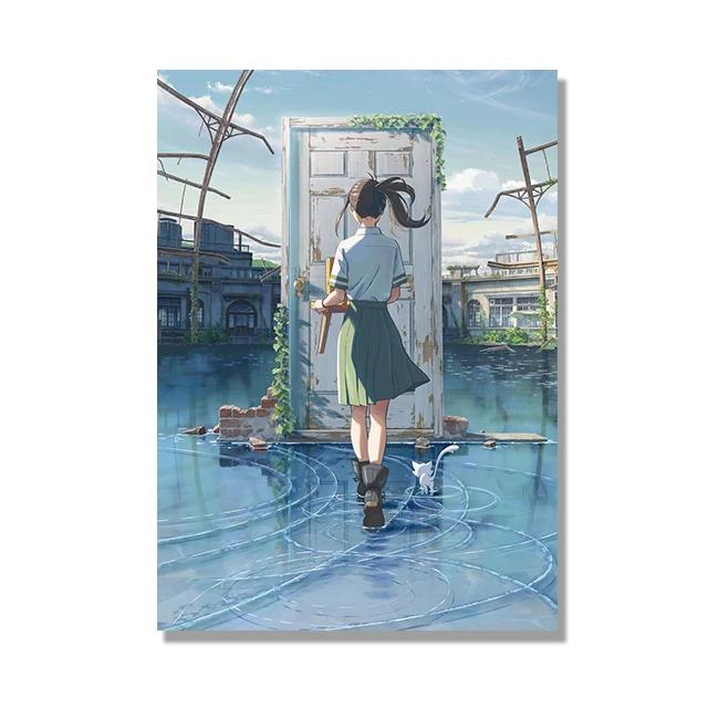 Canvas Painting Anime Girl Suzume No Tojimari Poster Aesthetics Wall Art Mural Cartoon Manga Cover Room Decor