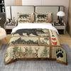 Пододеяльник Farmhouse Hunting Bear King Декор для дома у озера Одеяло Лесной Озеро Весло Постельное белье Олень Лось Дикая природа Комплект постельного белья
