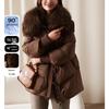 Jianhu Women's Elegant Mid-Aged Winter Down Jacket with Large Fur Collar