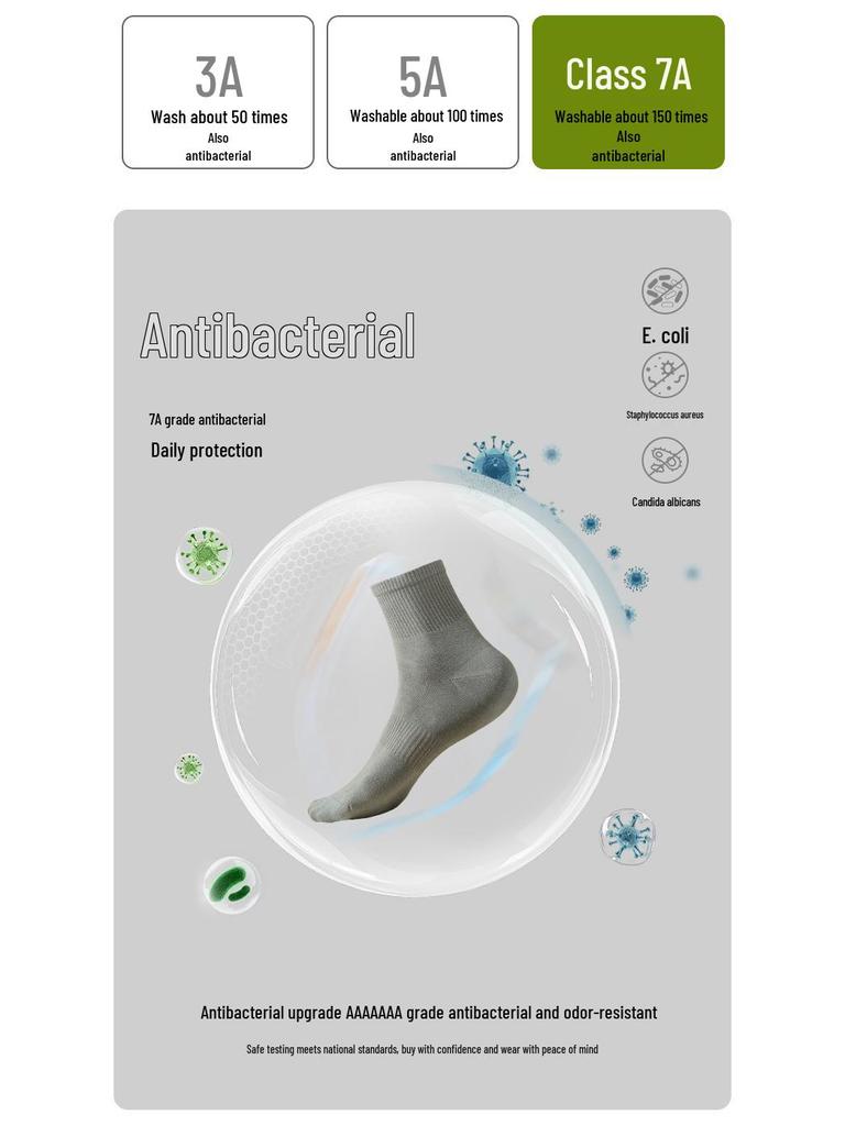 Мужские спортивные носки до середины икры из чистого хлопка - Дезодорирующие, Противоскользящие, Повседневные для весны и осени