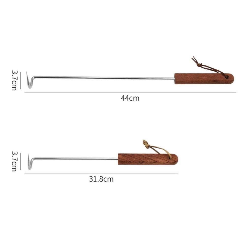 BBQ Meat Hook with Wooden Handle Food Flipper Hook Outdoor Meat Turner Hook  Easy To Clean