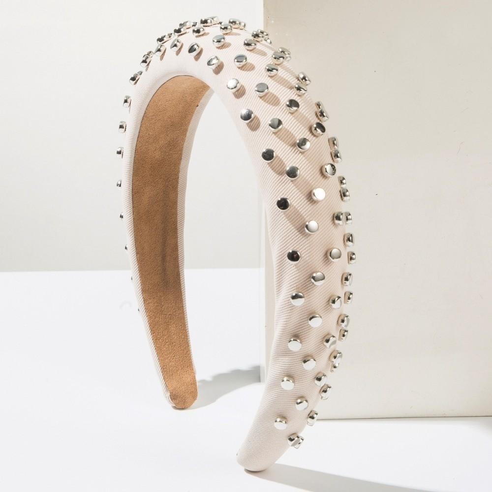 Rivet Detail Rivet Hair Hoop Wide Edge Sponge Headband Versatile Wide Edge Headband  for Women