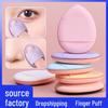 Pink Mini Finger Powder Puff Dual-Use Makeup Sponge for Liquid Foundation, Wet and Dry Application, Non-Absorbent, Fingertip Size.