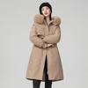 Women's Long Fashion Hooded Big Fur Collar Cotton Coat, Thin and Versatile Foreign Style Cotton Coat