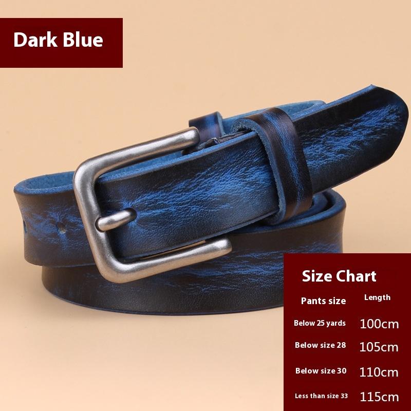 Винтажный кожаный ремень Натуральная кожа Джинсовый Верхний слой Коровья кожа Женский ремень Корейский стиль Повседневный Тонкий Ремень с пряжкой