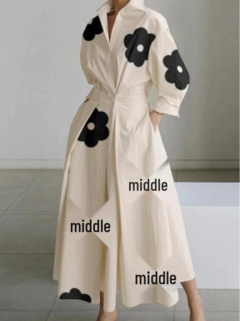 2026 Европейское и американское повседневное платье-поло для commuting с длинными рукавами и эластичной талией