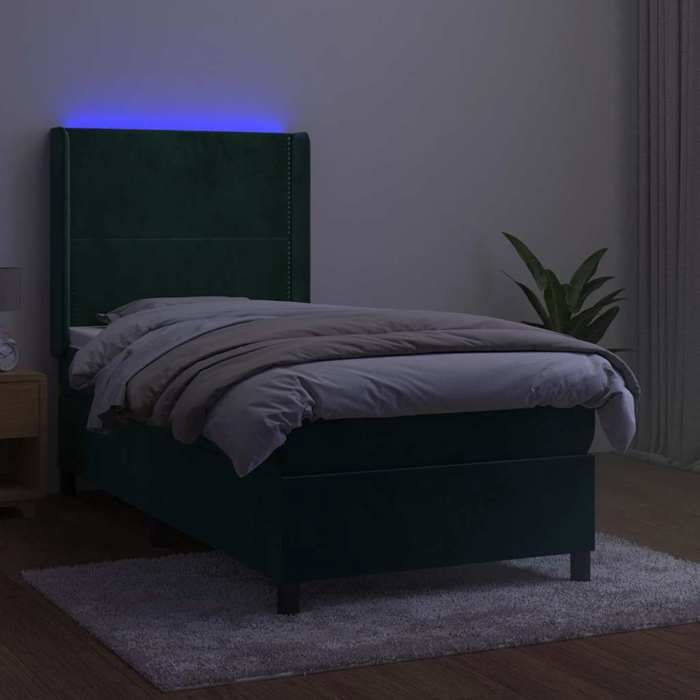 Maison Exclusive - Sommier à lattes de lit matelas et LED Vert foncé 100x200 cm