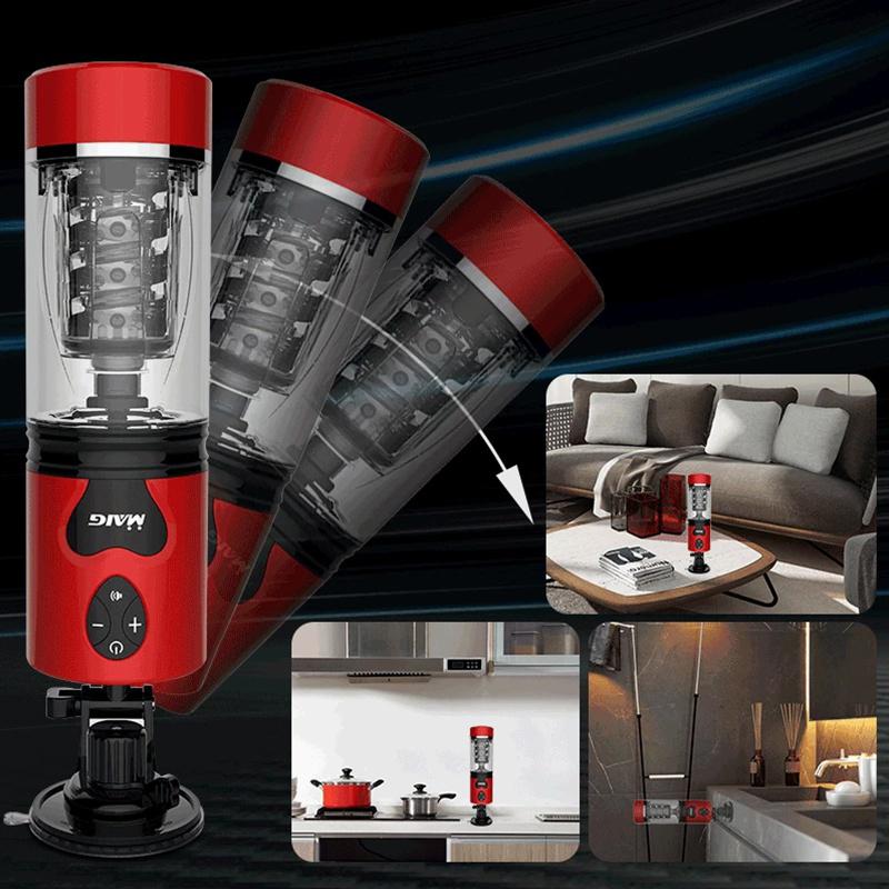 Мужской мастурбатор, автоматическое телескопическое вращение, настоящая вагина, чашка для голосовой мастурбации для мужчин, карманная киска, сильные секс-игрушки