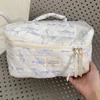 Women Travel Cosmetic Bag Large Capacity Quilted Cosmetic Organizer Bag Aesthetic Cosmetic Holder Bag Soft for Outdoor Travel