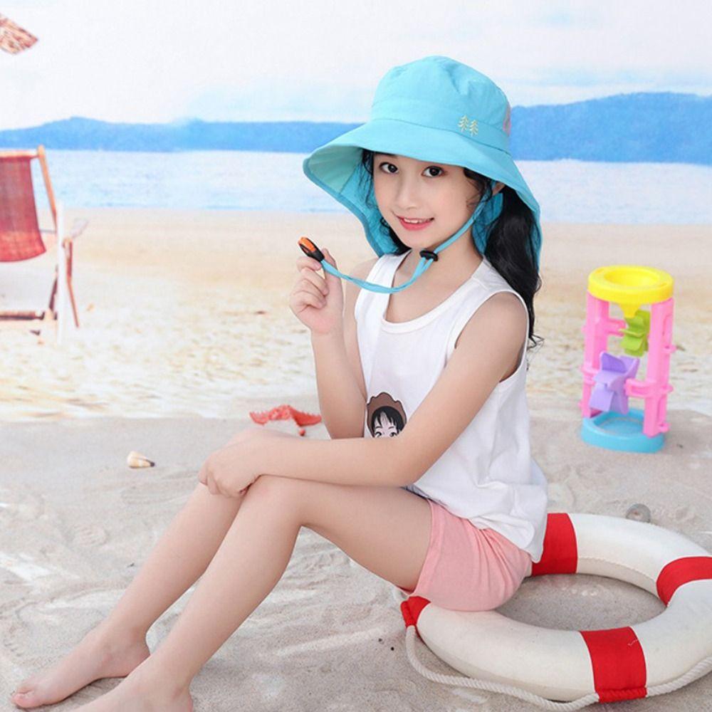 Outdoor Boy Girl Beach Cap Sun Hat Children Bucket Hats Wide Brim Cap UV Protection