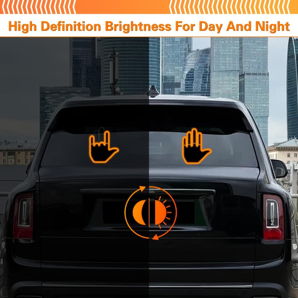 Glogesture Hand Light для автомобиля, 4 в 1 Road Rage Led Sign для автомобиля Finger Light с дистанционным управлением Finger Flicker для окна автомобиля Cool Car Accessories