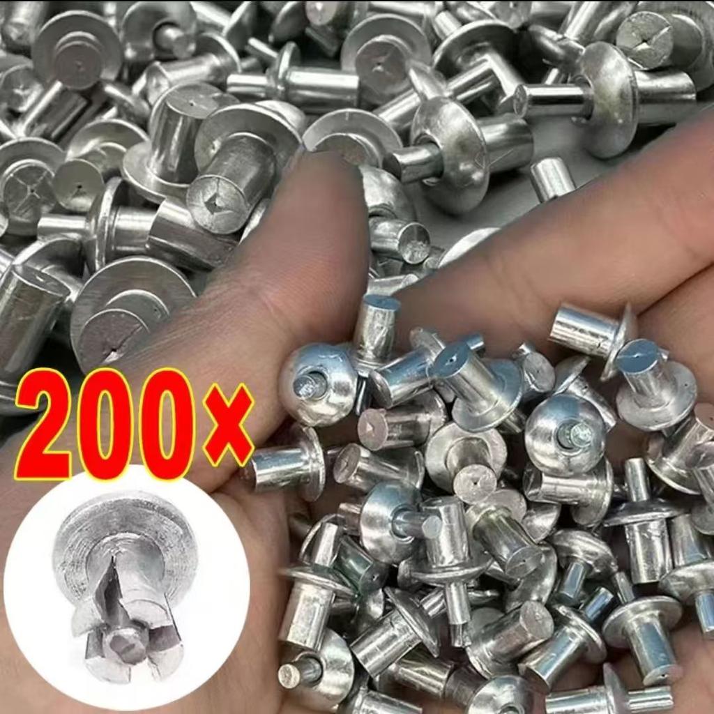 200pcs Aluminum Alloy Expansion Rivets Hammer Drive Expansion Nails Head Piercing Rivet Stainless Steel Rod Screws Board Wall Fasteners