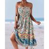 Летнее новое бохо-праздничное платье с разноцветным принтом и бюстье, большие свободные платья для женщин